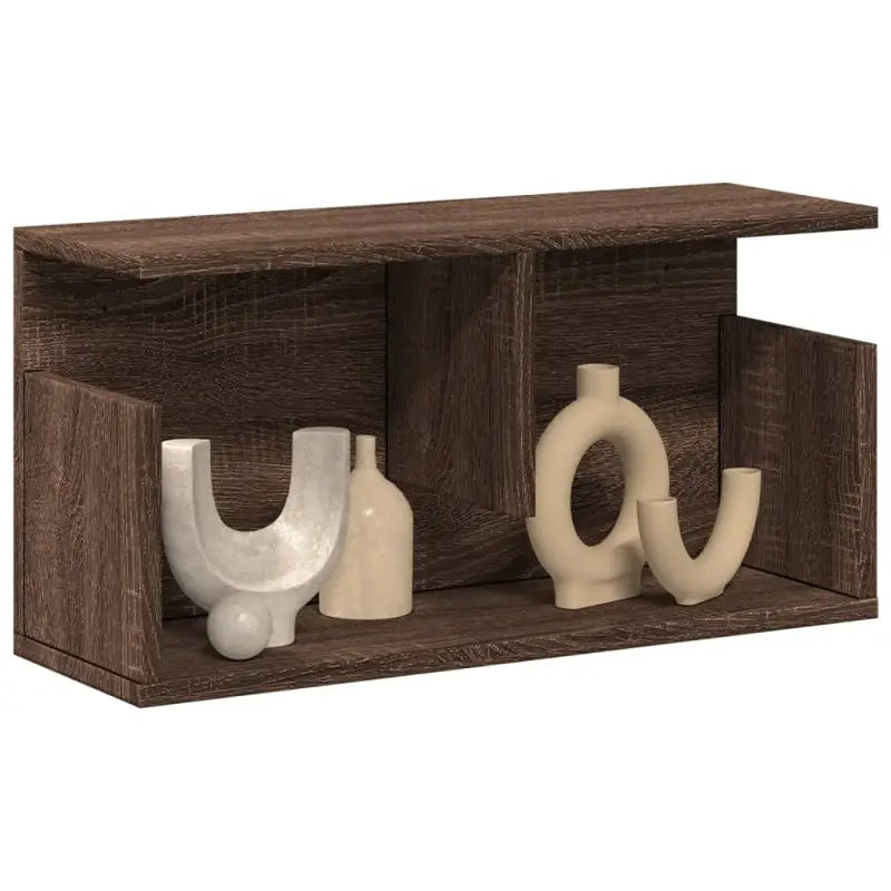 Wandplank van bewerkt hout voor een decoratief en duurzaam interieur - bruin eikenkleur / 60 x 20 x 30 cm / 1
