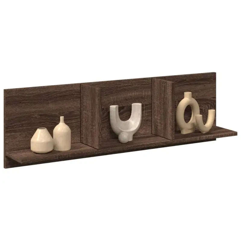 Wandplank van bewerkt hout voor een duurzame en praktische interieurstijl - bruin eikenkleur / 100 x 16.5 x 30 cm / 1