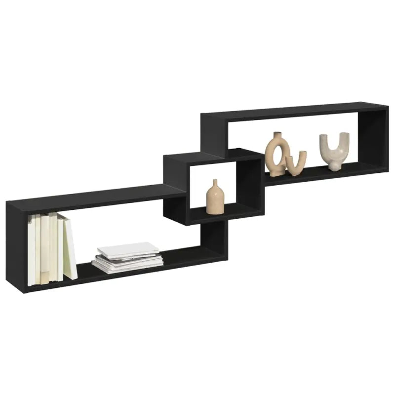 Wandplank van bewerkt hout voor een stijlvol en duurzaam interieur - Zwart / 1 - Wandplanken