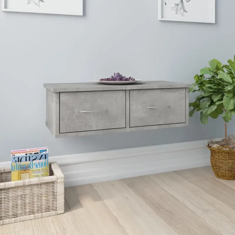 Wandplank van bewerkt hout voor stijlvolle muurdecoratie - Betongrijs / 1 - Wandplanken