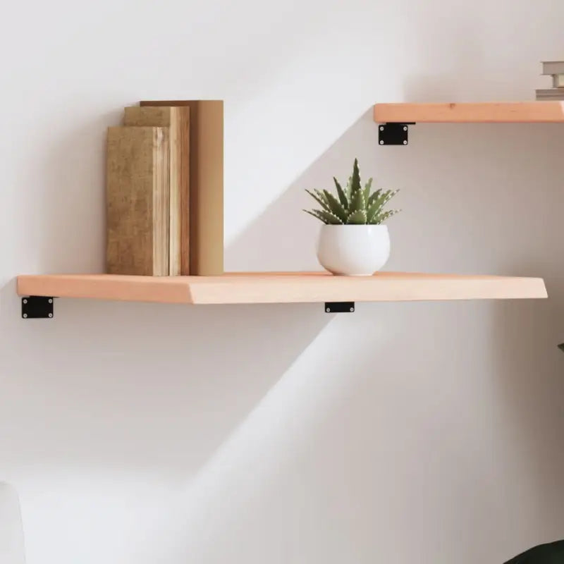 Wandplank van massief eikenhout met natuurlijke rand voor extra opbergruimte - Naturel / 60 x 50 x 4 cm / 1