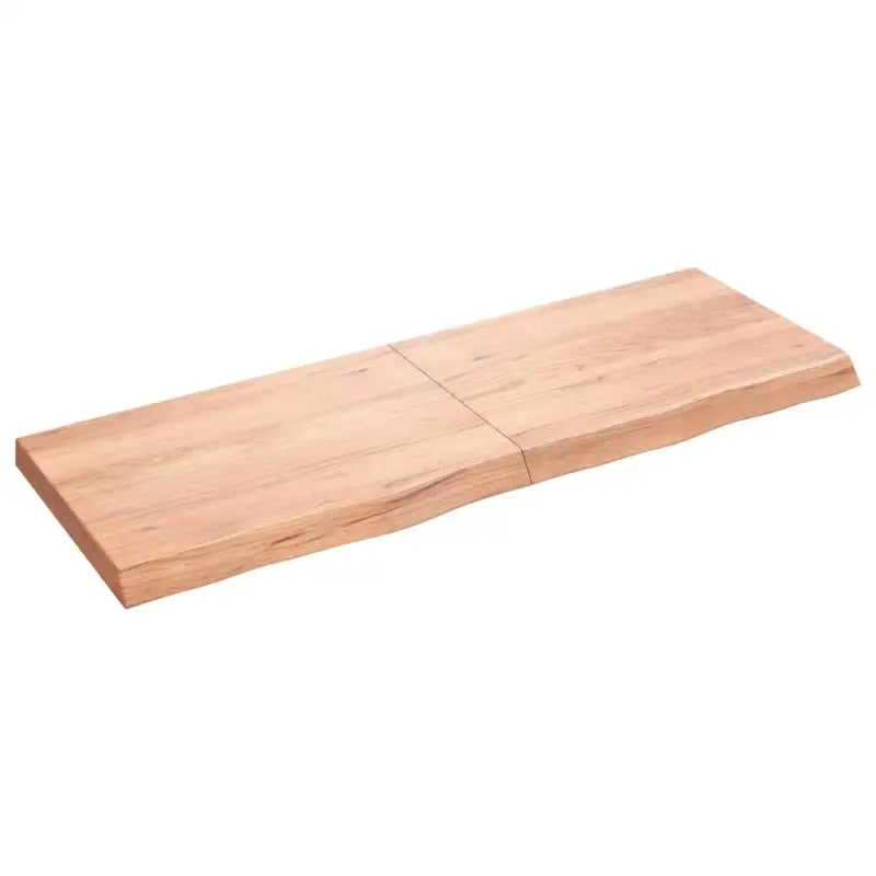 Wandplank van massief eikenhout met natuurlijke rand voor extra opbergruimte - Lichtbruin / 140 x 50 x 6 cm / 1