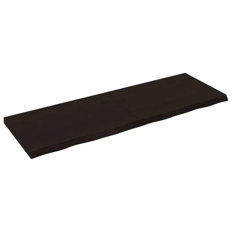 Wandplank van massief eikenhout met natuurlijke rand voor extra opbergruimte - Donkerbruin / 180 x 60 x 6 cm / 1
