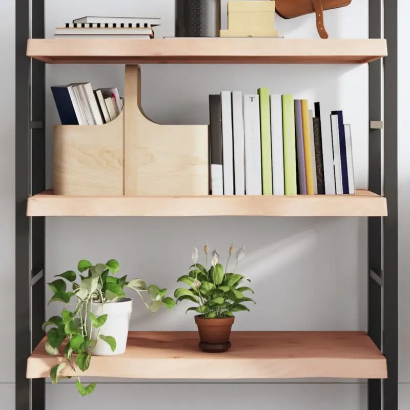 Wandplank van massief eikenhout met natuurlijke rand voor extra opbergruimte - Naturel / 100 x 40 x 6 cm / 1