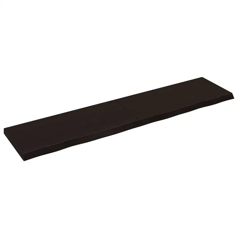 Wandplank van massief eikenhout met natuurlijke rand voor extra opbergruimte - Donkerbruin / 220 x 50 x 6 cm / 1