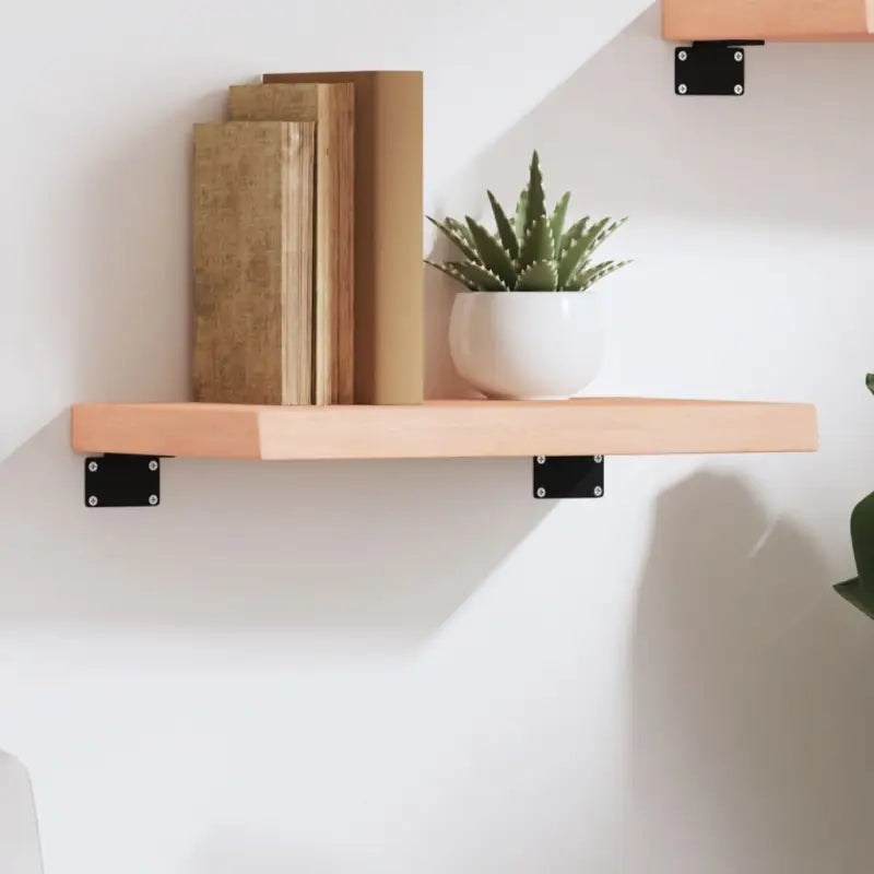Wandplank van massief eikenhout met natuurlijke rand voor extra opbergruimte - Naturel / 40 x 20 x 4 cm / 1