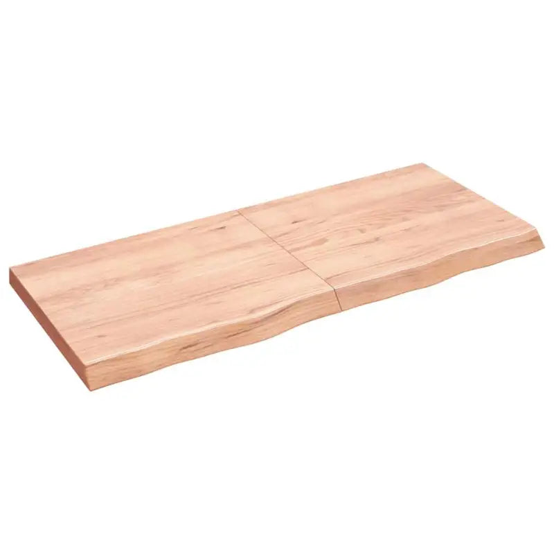 Wandplank van massief eikenhout met natuurlijke rand voor extra opbergruimte - Lichtbruin / 140 x 60 x 6 cm / 1