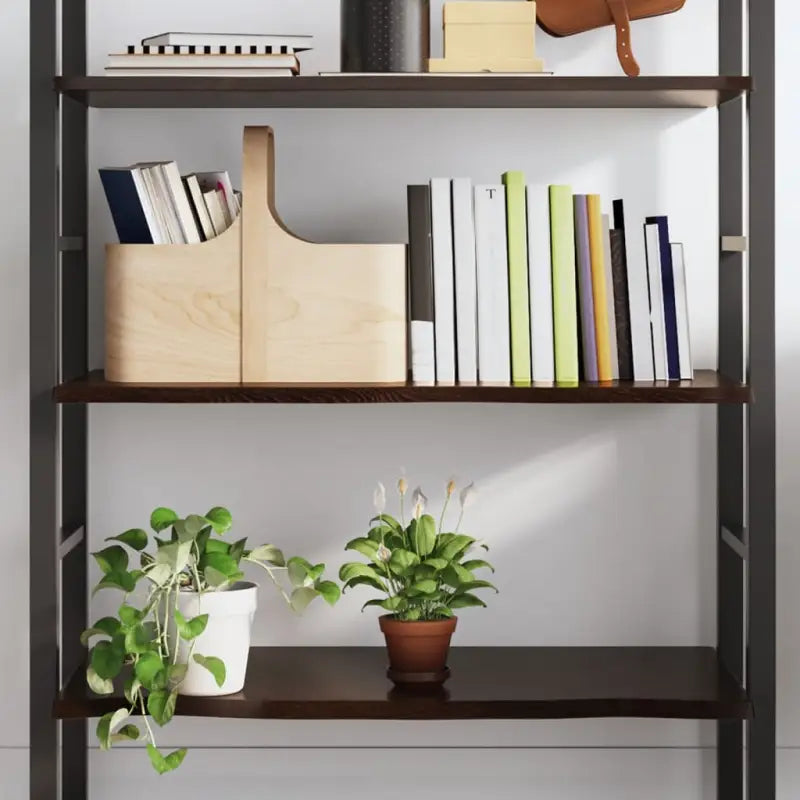 Wandplank van massief eikenhout met natuurlijke rand voor extra opbergruimte - Donkerbruin / 100 x 40 x 2 cm / 1