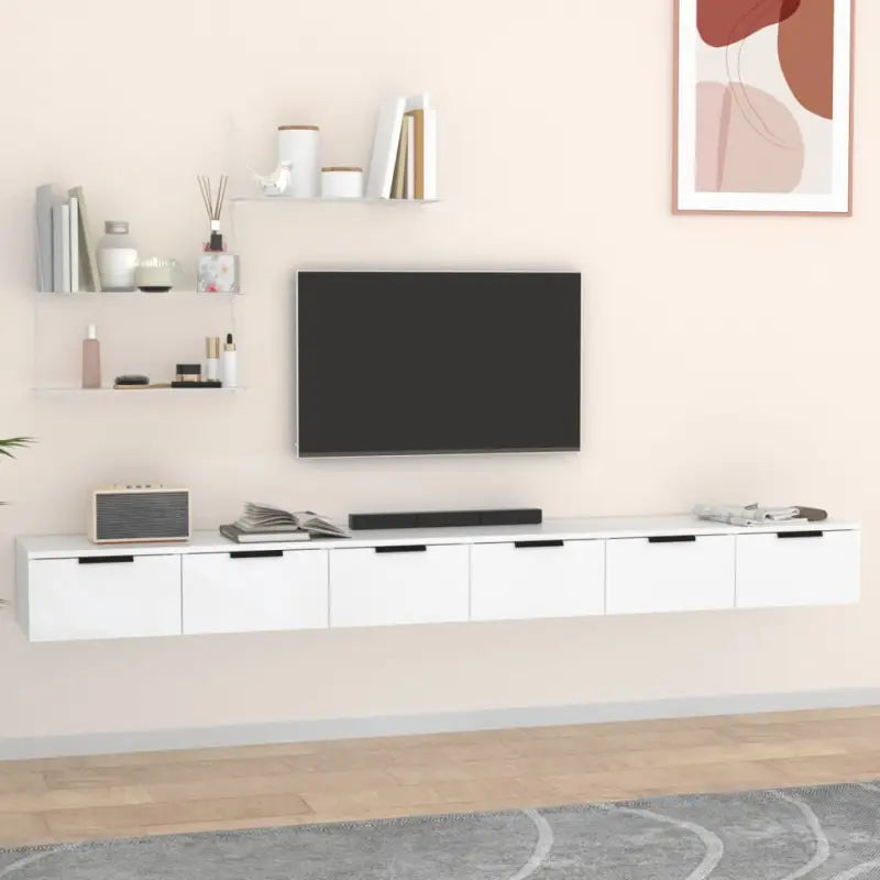 Wandplanken van bewerkt hout voor maximale opbergruimte in je woonkamer - Wit / 2 / 1 - Wandplanken
