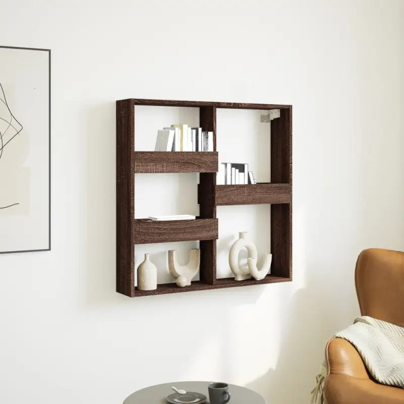 Wandplanken van duurzaam bewerkt hout voor je interieur - bruin eikenkleur / 80 x 15 x 80 cm / 1 - Wandplanken