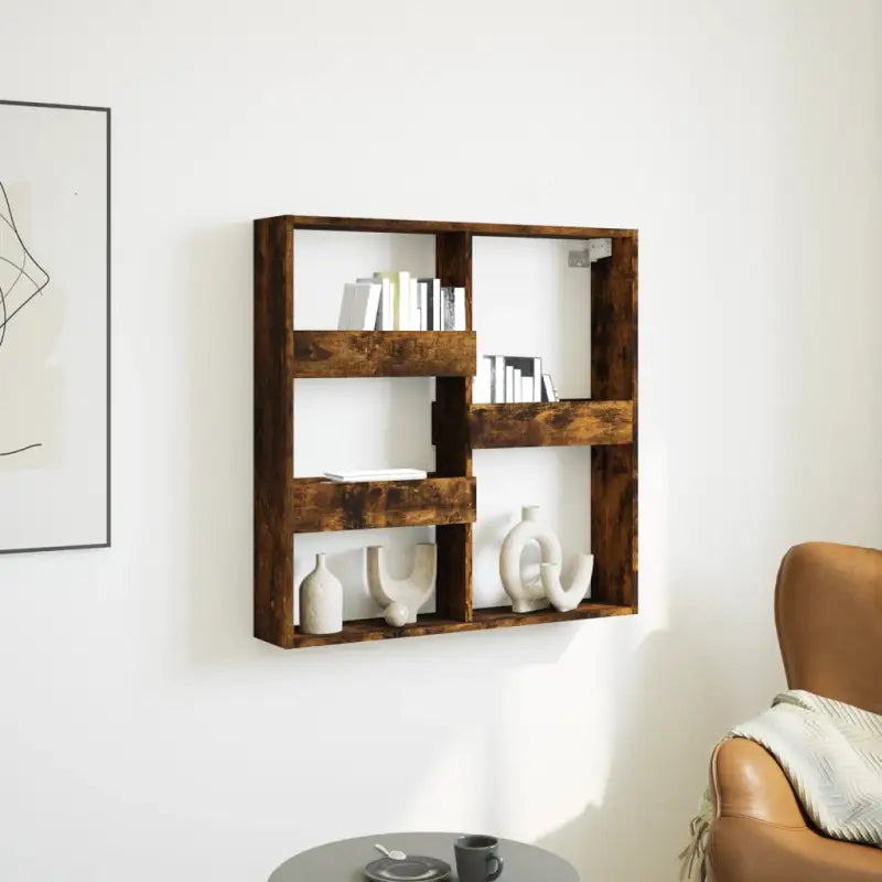 Wandplanken van duurzaam bewerkt hout voor je interieur - Gerookt eiken / 80 x 15 x 80 cm / 1 - Wandplanken