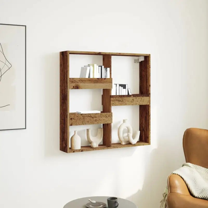 Wandplanken van duurzaam bewerkt hout voor je interieur - Oud hout / 80 x 15 x 80 cm / 1 - Wandplanken