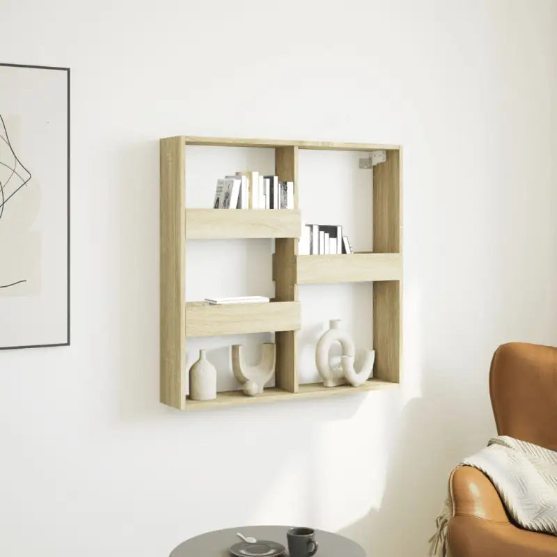Wandplanken van duurzaam bewerkt hout voor je interieur - Sonoma eiken / 80 x 15 x 80 cm / 1 - Wandplanken
