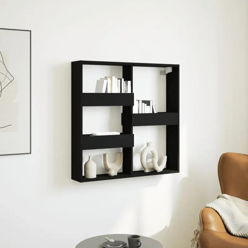 Wandplanken van duurzaam bewerkt hout voor je interieur - Zwart / 80 x 15 x 80 cm / 1 - Wandplanken