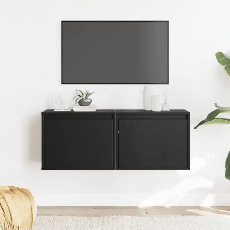 Wandplanken van massief grenenhout voor je interieur en tv-meubel - Zwart / 2 / 1 - Wandplanken