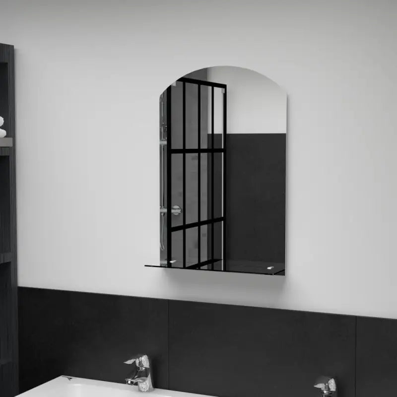Wandspiegel met schap van gehard glas voor badkamer of woonkamer - 40 x 60 cm / 1 / ovaal - Spiegels
