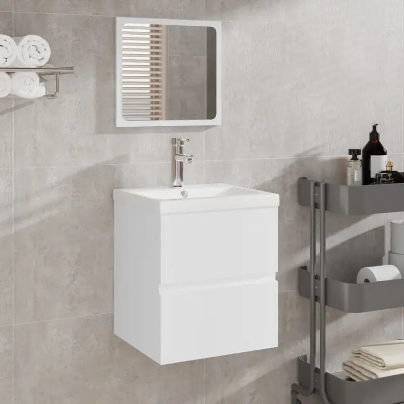 Wastafelkast met spiegel in wit materiaal en opvallende totale afmetingen - Wit / 41 x 38.5 x 45 cm / 1