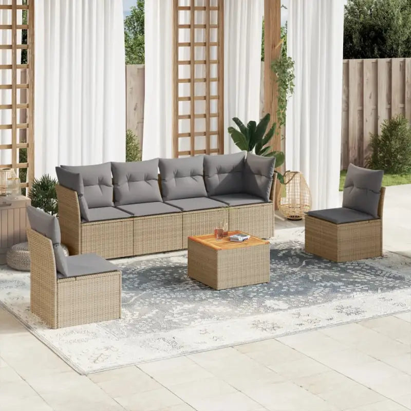 Waterdichte tas en gemengd beige materiaal voor comfortabele tuinsets - beige mix en grijs / 2x hoek + 4x midden
