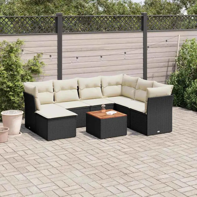 Waterdichte tas en gemengd beige materiaal voor comfortabele tuinsets - Zwart en crème / 3x midden + 3x hoek