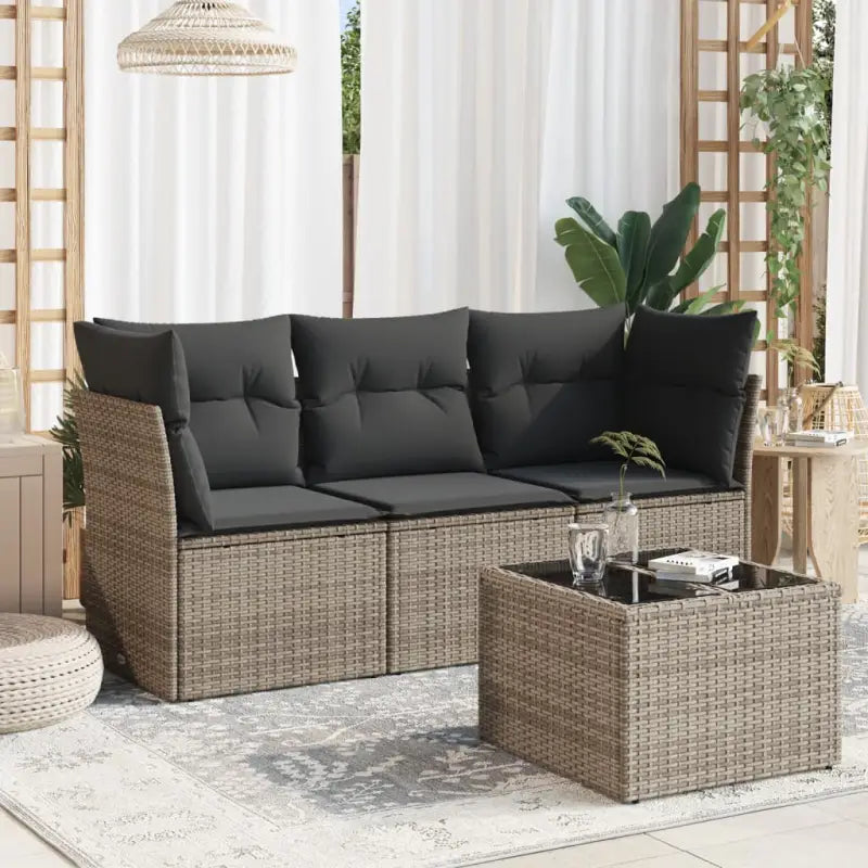 Waterdichte tas en zwart materiaal voor stijlvolle tuinbank met gepoedercoat staal - Grijs / Met tafel - Tuinsets