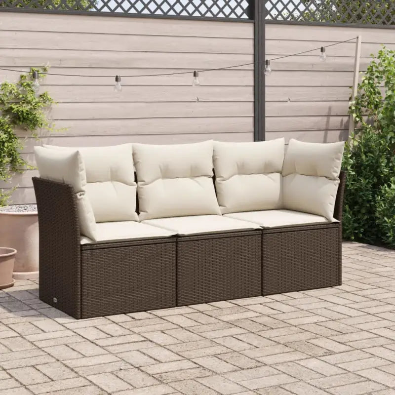Waterdichte tas en zwart materiaal voor stijlvolle tuinbank met gepoedercoat staal - Bruin en crème / Zonder tafel