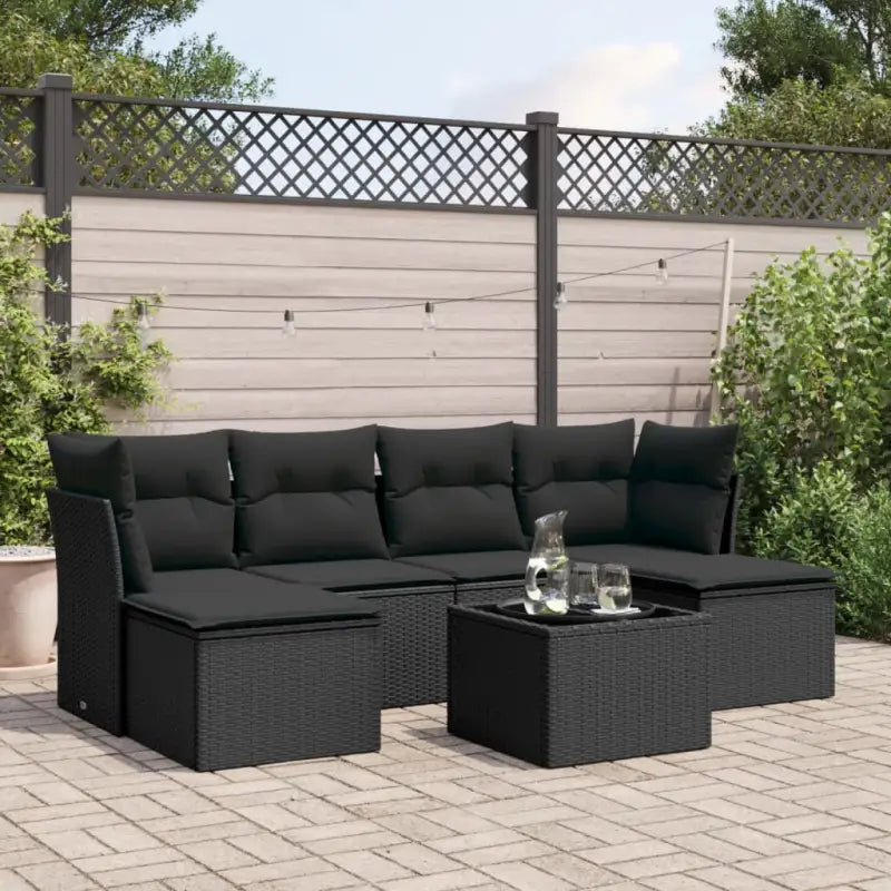 Waterdichte tas en zwart materiaal voor tuinsets met gepoedercoat staal - Zwart / Met tafel - Tuinsets