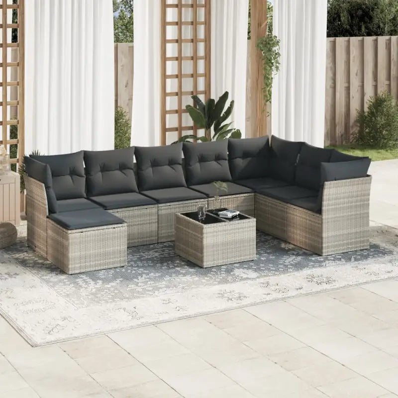 Waterdichte tas voor loungeset in zwart materiaal en gepoedercoat staal - Lichtgrijs / Met tafel - Tuinsets