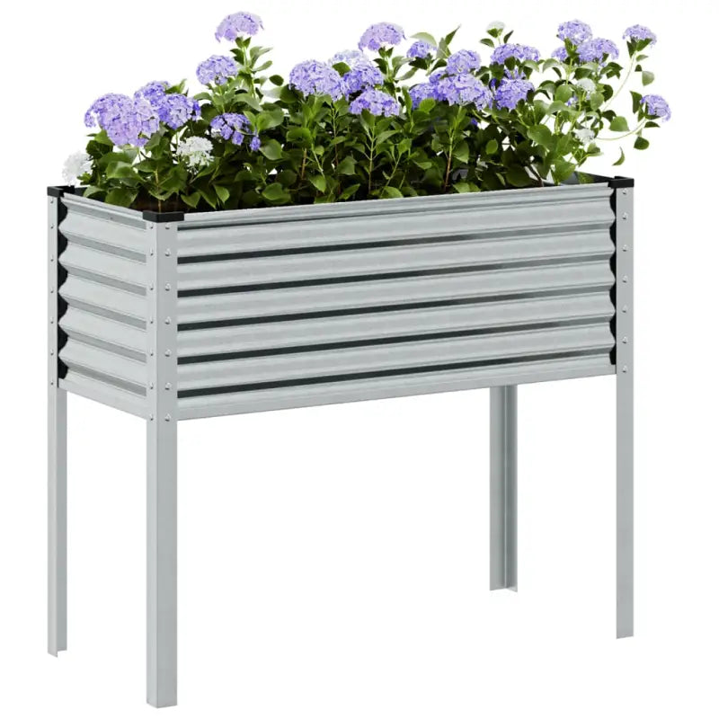 Weervast staal plantenbak voor tuin balkon en terras decoratie - Gegalvaniseerd staal/Grijs / 100 x 41 x 90 cm / 1