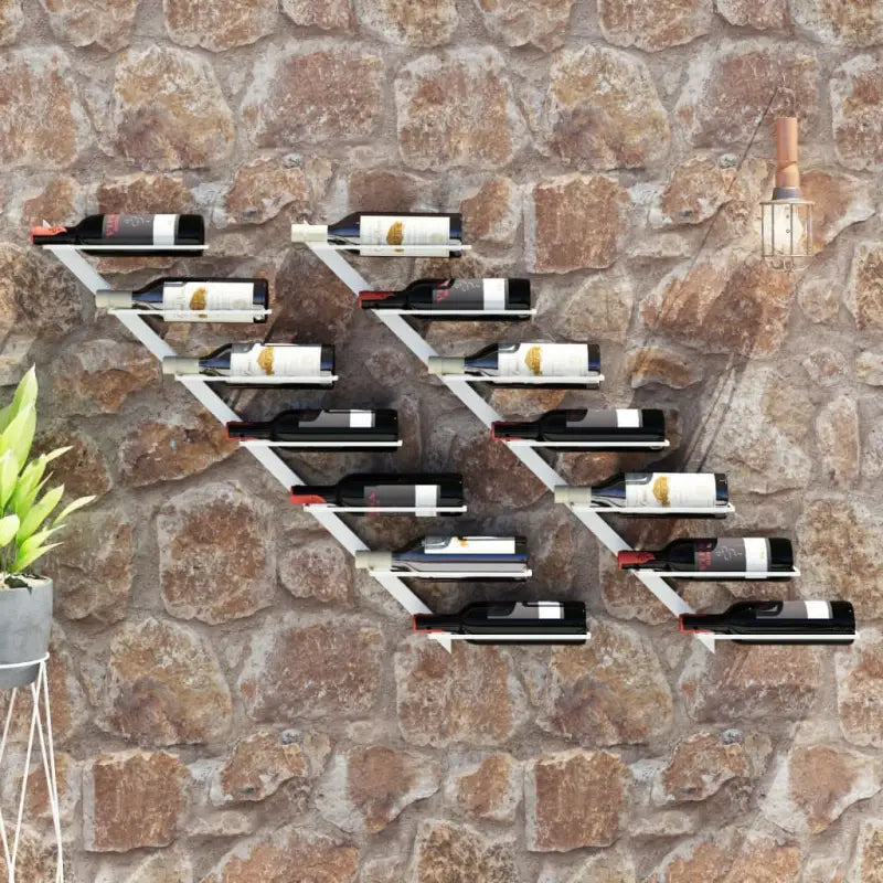Wijnrek voor aan de muur levering bevat trendy modern design - Wit / 2 - Wijnrekken