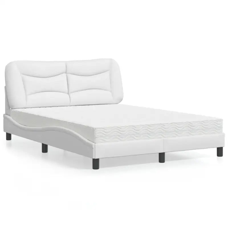 Wit materiaal bed met multiplex lattenbodem en 22d pu-schuim matras - Bedden & bedframes