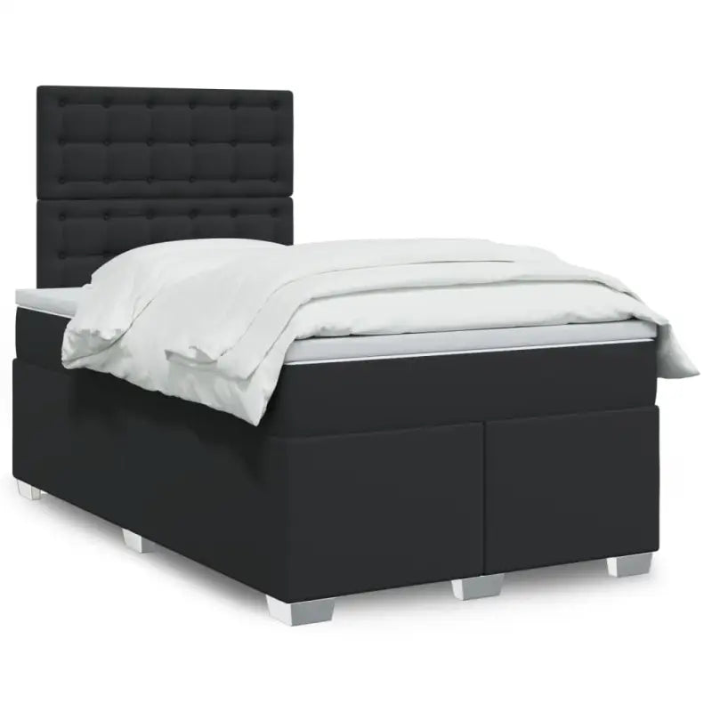 Wit materiaal boxspring met hoogte verstelbaar en massief grenenhout - Zwart / 120 x 190 cm / knoppwn - Bedden &