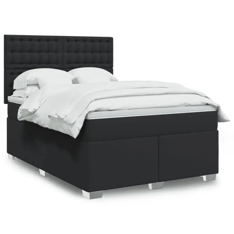 Wit materiaal boxspring met hoogte verstelbaar en massief grenenhout - Zwart / 160 x 200 cm / knoppwn - Bedden &