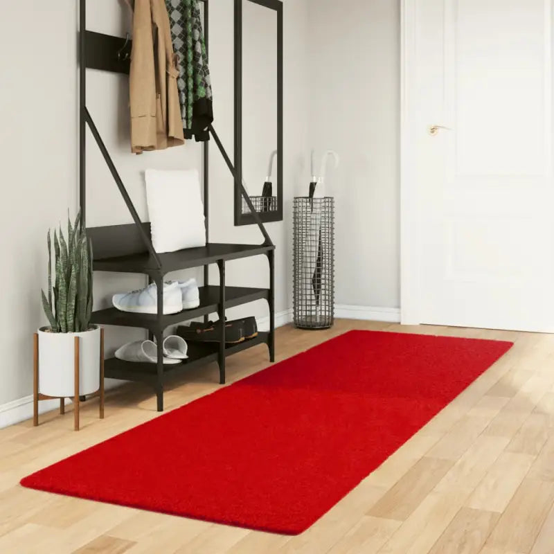 Zacht vloerkleed van polyester met STANDARD 100 op schadelijke stoffen - Rood / 80 x 250 cm - Vloerkleden