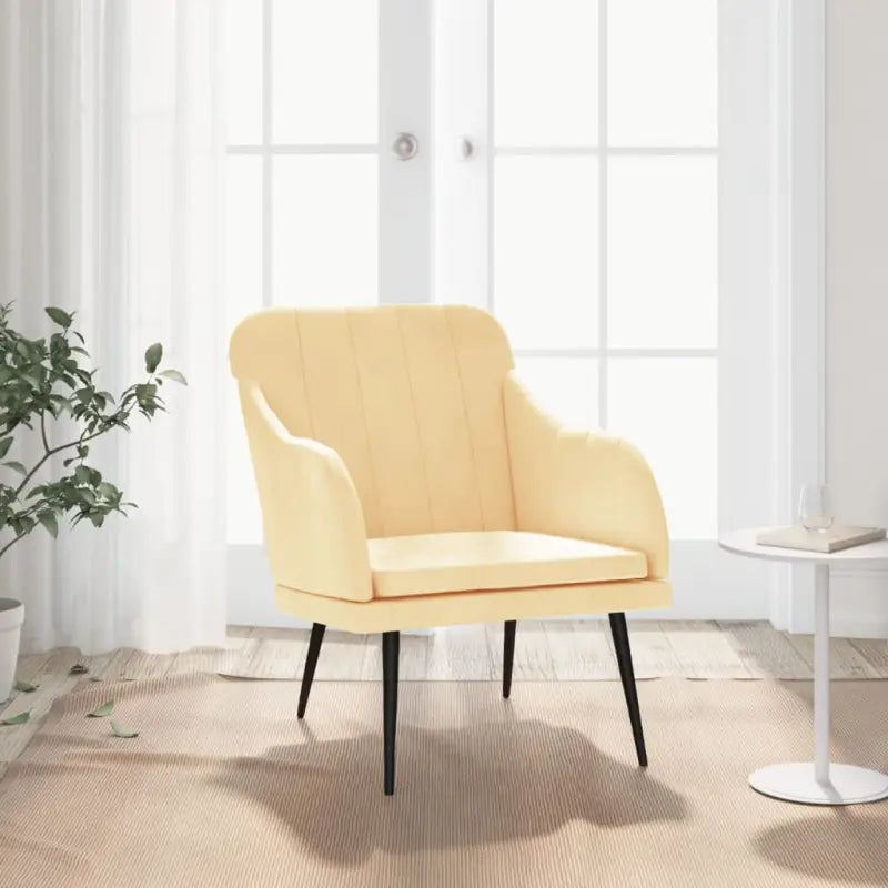 Zachte fluwelen fauteuil voor ultiem ontspanning na een drukke dag - Crème / 1 - Fauteuils & Relaxfauteuils
