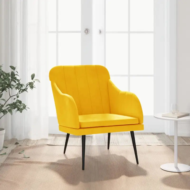 Zachte fluwelen fauteuil voor ultiem ontspanning na een drukke dag - Geel / 1 - Fauteuils & Relaxfauteuils