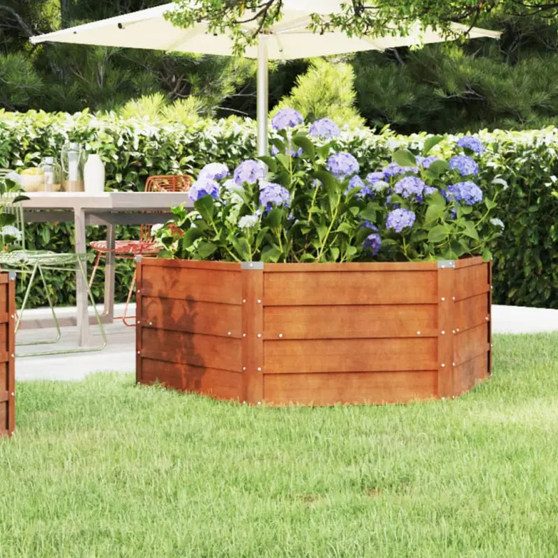 Zeshoekige cortenstalen plantenbak voor tuin en balkon - Bloempotten & plantenbakken