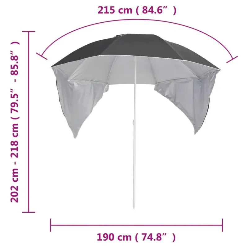 Zilverkleurige coating strandparasol met stalen frame voor UV-bescherming - Parasols en zonneschermen