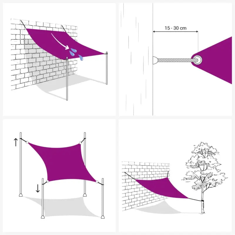 Zonnescherm met roestvrijstalen bevestigingsmiddelen voor tuin en terras - Parasols en zonneschermen