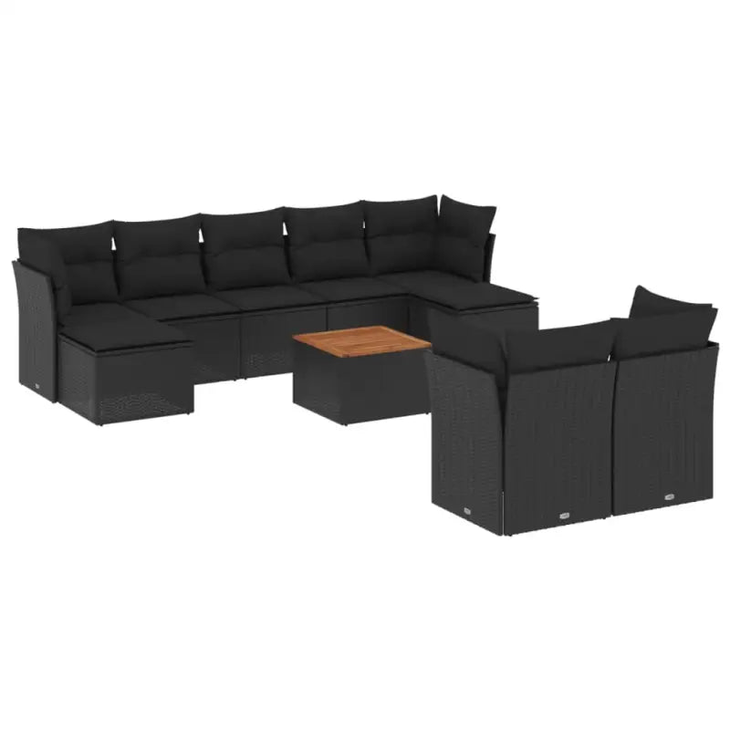 Zwagere loungeset van zwart materiaal en gepoedercoat staal - Tuinsets