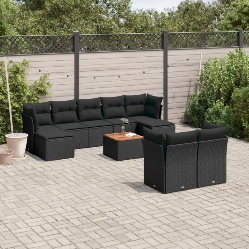 Zwagere loungeset van zwart materiaal en gepoedercoat staal - Tuinsets