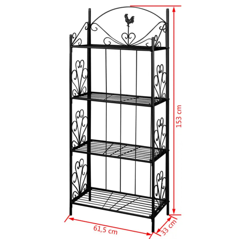 Zwart 4-laags Plantenrek met Bloemmotieven - Plantenstandaarden