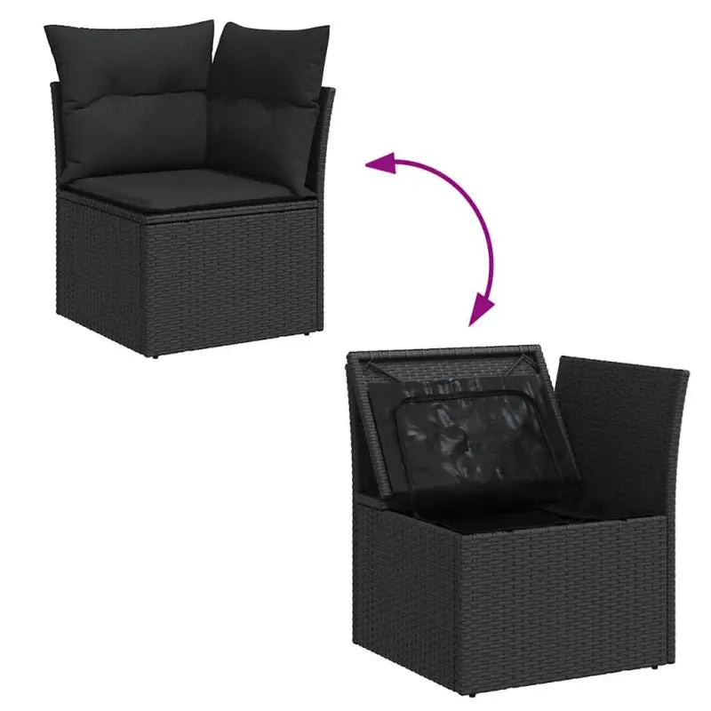 Zwart gepoedercoat stalen loungeset met waterdichte tas voor buiten - Tuinsets