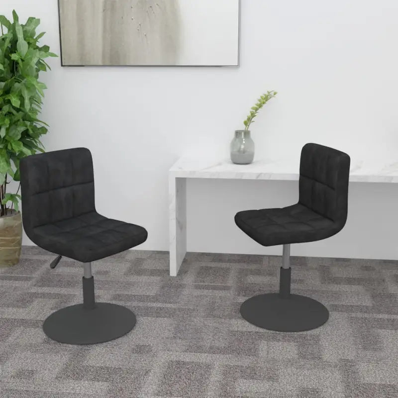 Zwart gepoedercoate draaibare eetkamerstoelen met fluweel bekleding - Zwart / 2 - Eetkamerstoelen