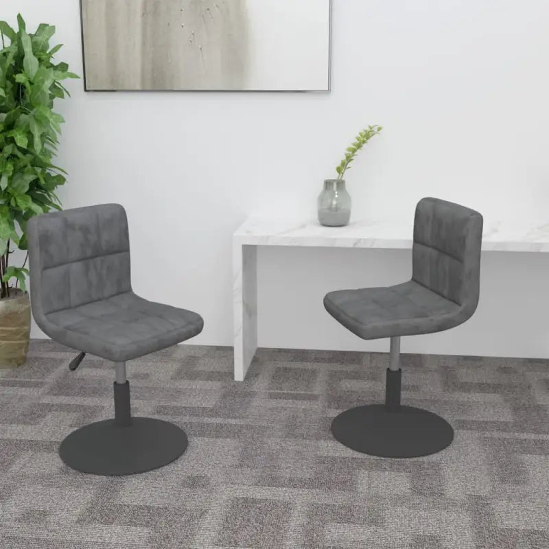 Zwart gepoedercoate draaibare eetkamerstoelen met fluweel bekleding - Donkergrijs / 2 - Eetkamerstoelen