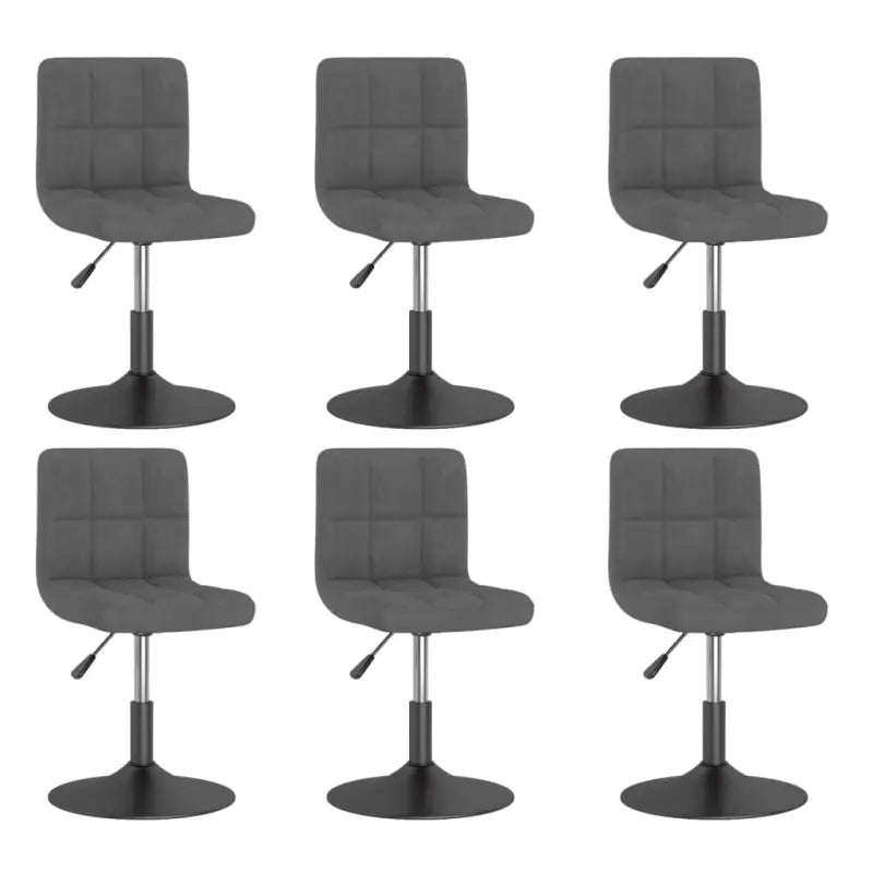 Zwart gepoedercoate draaibare eetkamerstoelen met fluweel bekleding - Donkergrijs / 6 - Eetkamerstoelen