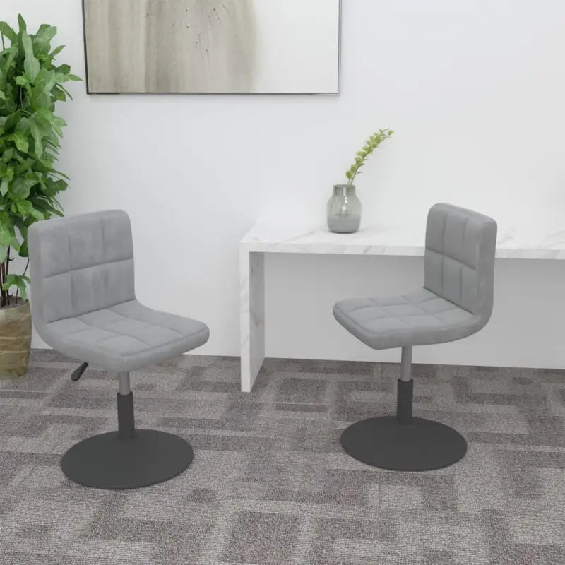 Zwart gepoedercoate draaibare eetkamerstoelen met fluweel bekleding - Lichtgrijs / 2 - Eetkamerstoelen