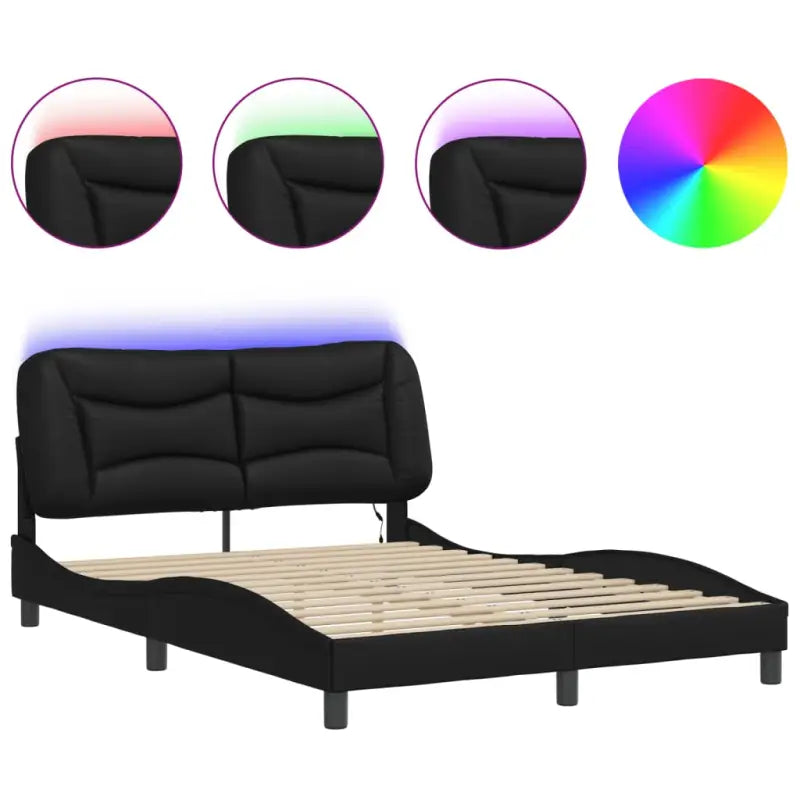 Zwart Liedbed met LED-verlichting en multiplex lattenbodem - Bedden & bedframes