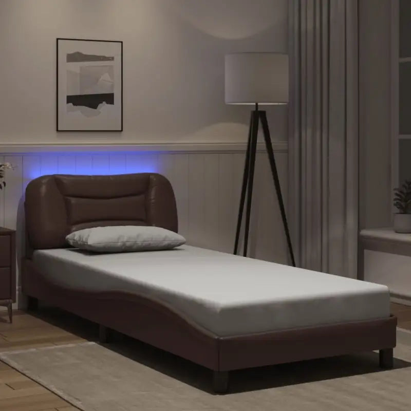 Zwart Liedbed met LED-verlichting en multiplex lattenbodem - Bruin / 90 x 200 cm - Bedden & bedframes