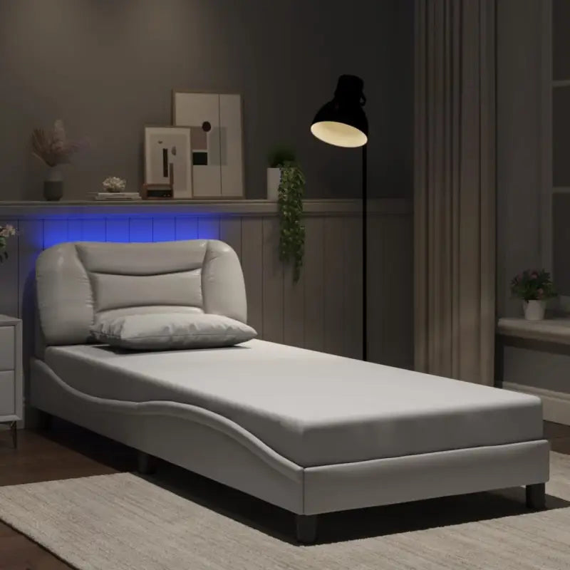 Zwart Liedbed met LED-verlichting en multiplex lattenbodem - Wit / 90 x 200 cm - Bedden & bedframes
