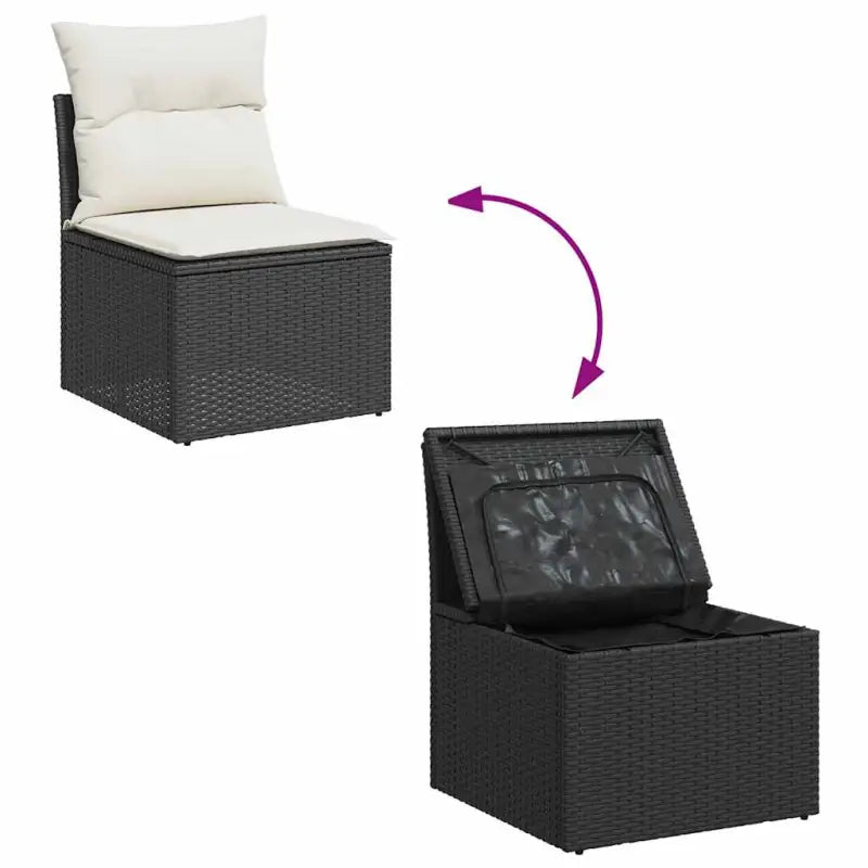 Zwart loungeset met gepoedercoat staal en waterdichte tas voor buiten - Tuinsets